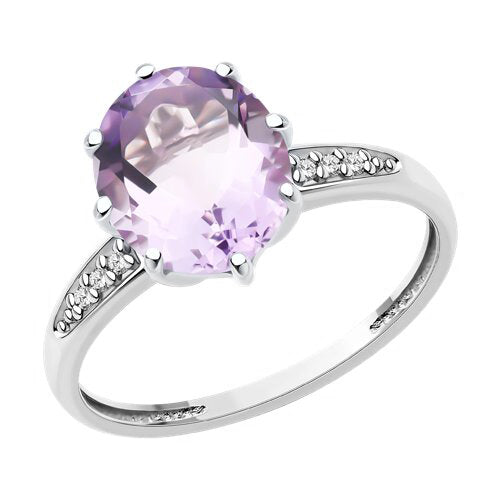 Damenring mit Amethyst und Zirkonia Bild 1