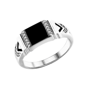 Herrenring mit Zirkonia und Emaille Bild 1