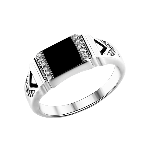 Herrenring mit Zirkonia und Emaille Bild 1