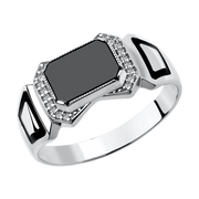 Herrenring mit Onyx und Zirkonia Bild 1