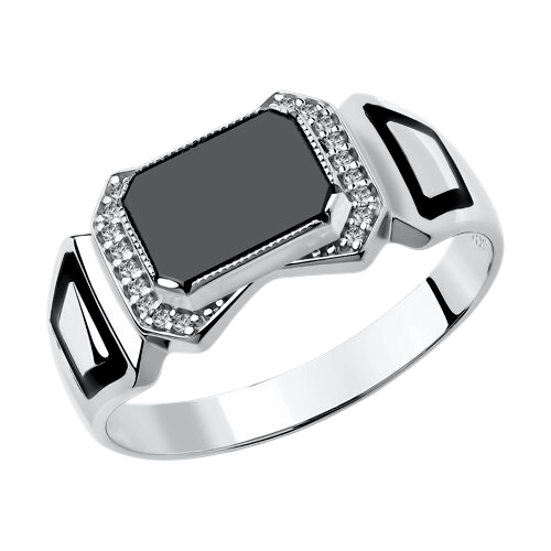 Herrenring mit Onyx und Zirkonia Bild 1