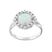 Damenring mit Opal und Zirkonia Bild 1