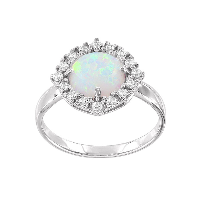 Damenring mit Opal und Zirkonia Bild 1