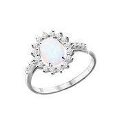 Damenring mit Opal und Zirkonia Bild 1