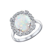 Damenring mit Opal und Zirkonia Bild 1