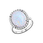Damenring mit Opal und Zirkonia Bild 1