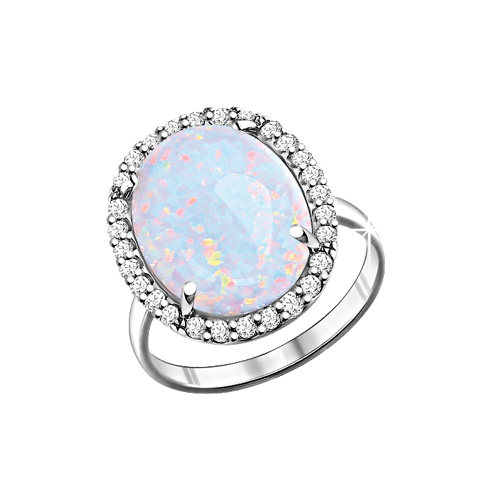 Damenring mit Opal und Zirkonia Bild 1