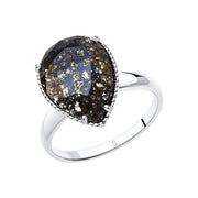Damenring mit schwarzem Swarovski Kristall Bild 1