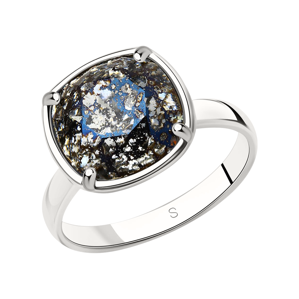 Damenring mit schwarzem Swarovski Kristall Bild 1