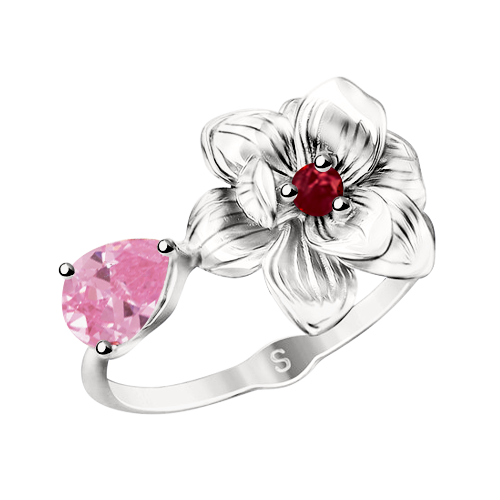 Damenring mit rosa Zirkonia Bild 1
