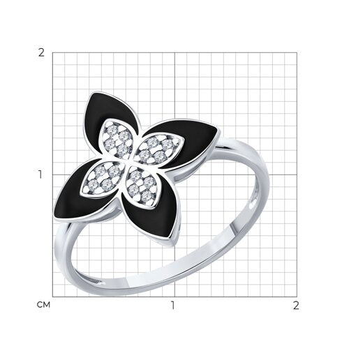 Damenring mit Zirkonia und Emaille Bild 2