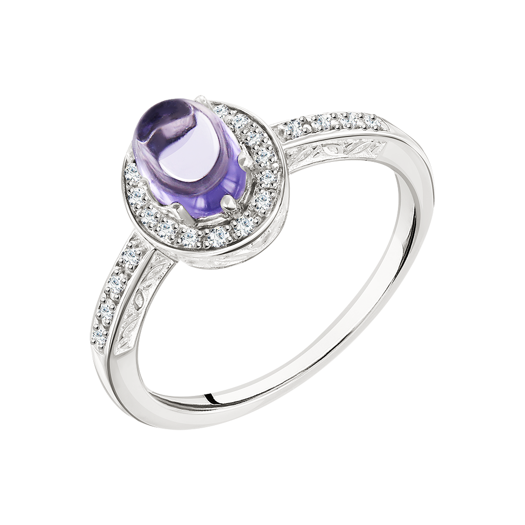 Damenring mit Amethyst und Zirkonia Bild 1