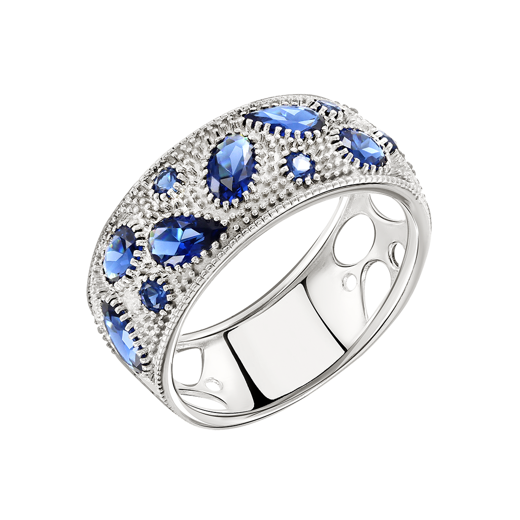 Damenring mit blauen Zirkonia Bild 1