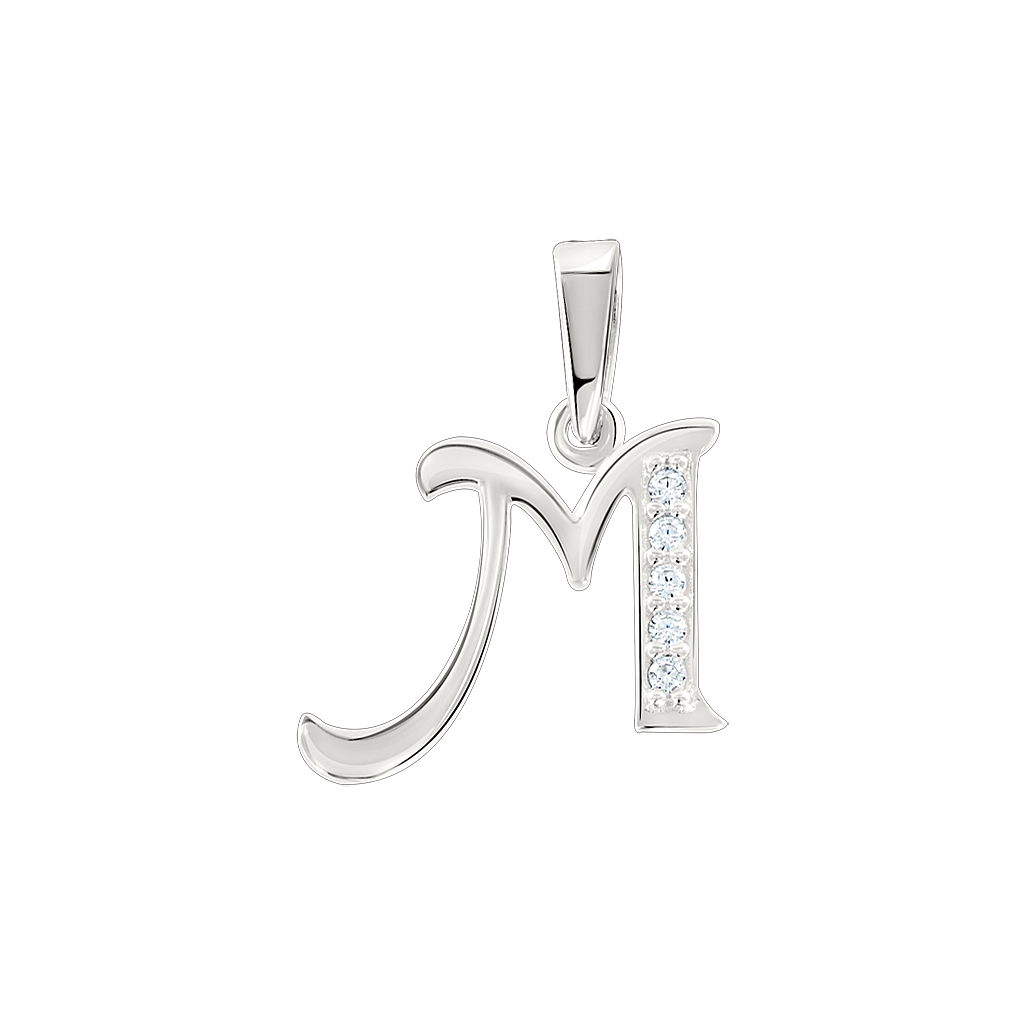 Buchstabenanhänger "M" mit Zirkonia Bild 1