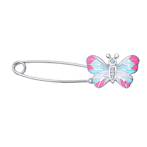Brosche mit Zirkonia und Emaille Bild 1