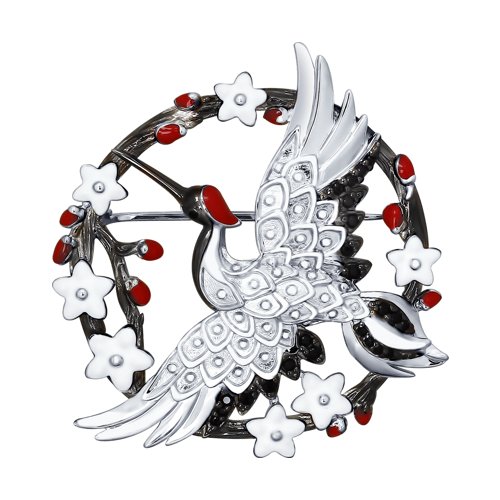 Brosche mit Emaille und Zirkonia Bild 1