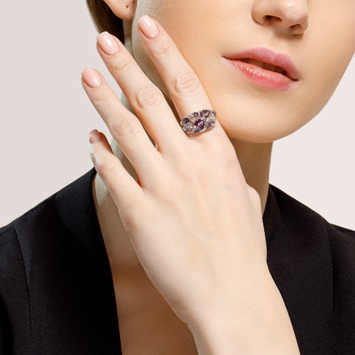 Damenring mit Amethysten und Zirkonia Bild 2