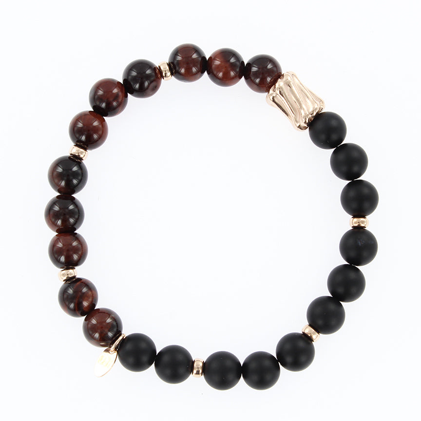 Armband mit schwarzen Jade Bianshi und Tigeraugen Bild 2