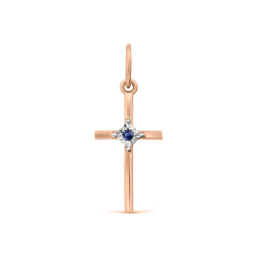 Anhänger - Kreuz mit Saphir Bild 1