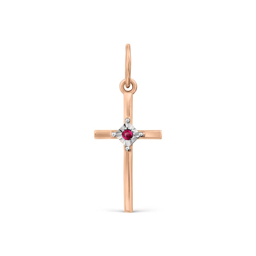 Anhänger - Kreuz mit Rubin Bild 1