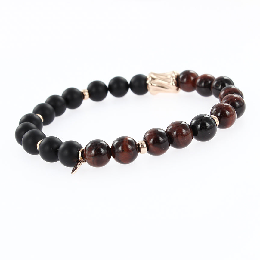 Armband mit schwarzen Jade Bianshi und Tigeraugen Bild 1