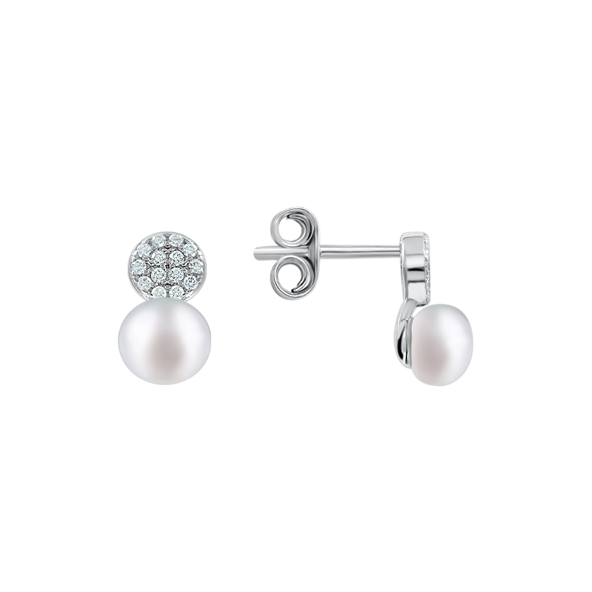 Ohrstecker mit Perle und Zirkonia Bild 1