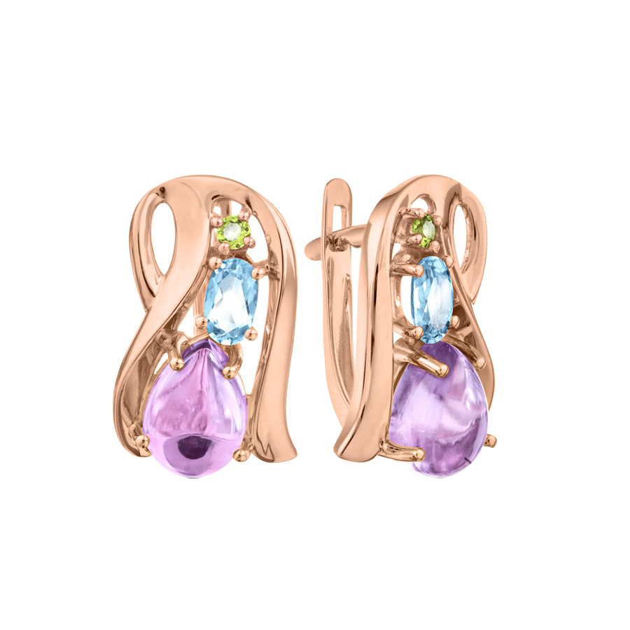 Ohrhänger mit Amethyst, Chrysolith und Topas Bild 1