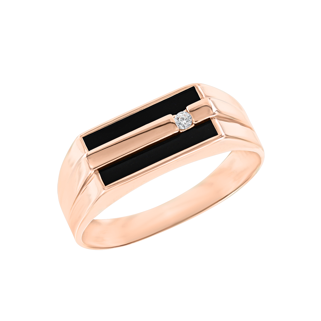 Herrenring mit Onyx, Brillant oder Zirkonia Bild 1