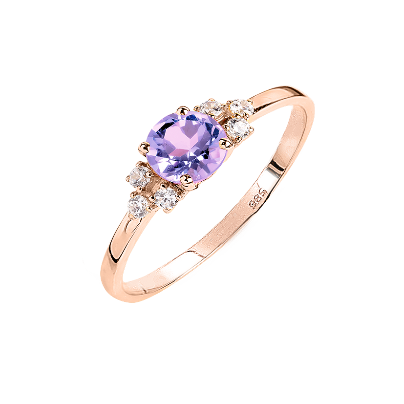 Damenring mit Amethyst und Zirkonia Bild 1