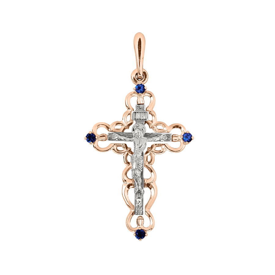 Anhänger Kreuz mit Saphir Bild 1