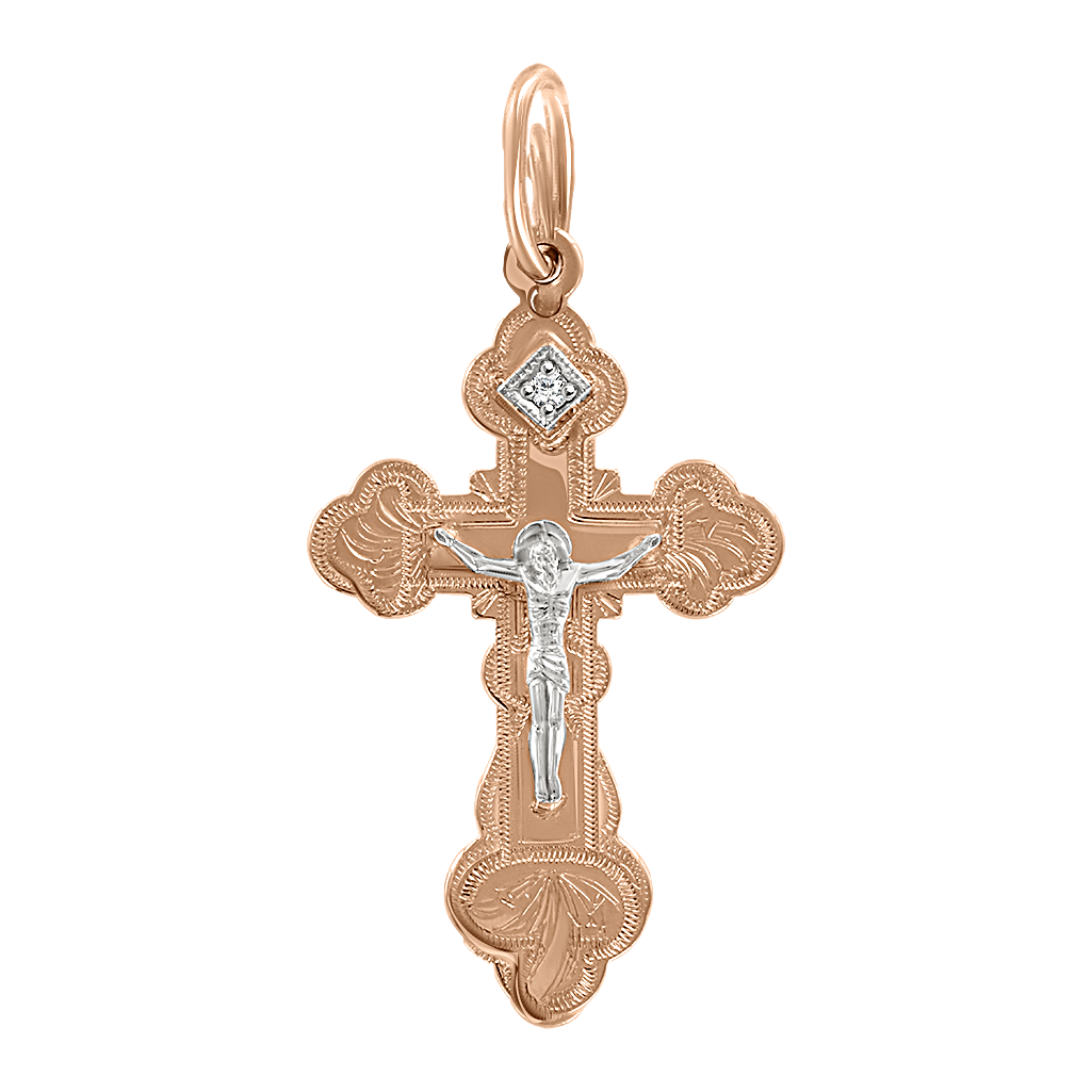 Anhänger–Kreuz mit Zirkonia und Gravur Bild 1