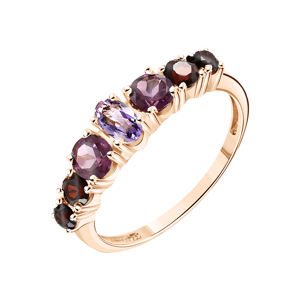 Damenring mit Granat, Rhodolit und Amethyst Bild 1