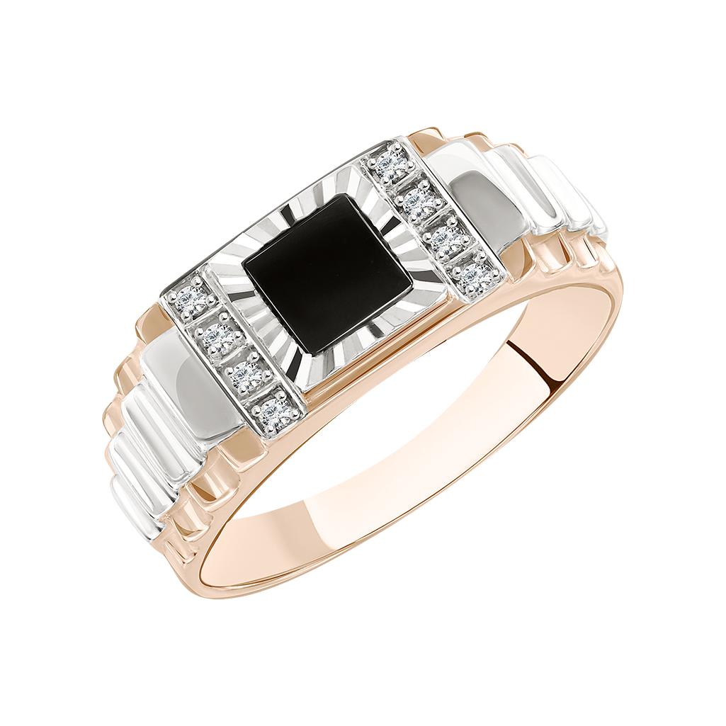 Herrenring mit Onyx und Zirkonia Bild 1
