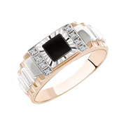 Herrenring mit Onyx und Zirkonia Bild 1