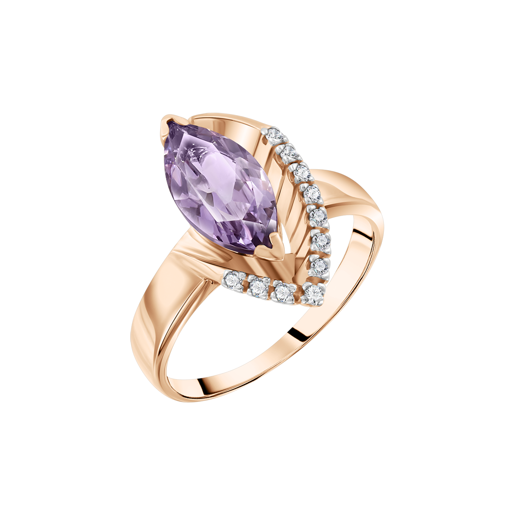 Damenring mit Amethyst und Zirkonia Bild 1