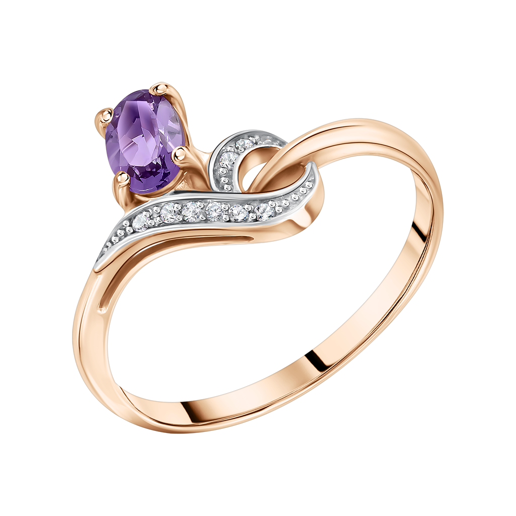 Damenring mit Amethyst und Zirkonia Bild 1