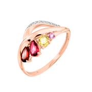 Damenring mit Amethyst, Granat, Rhodolith, Citrin und Zirkonia Bild 1