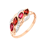 Damenring mit Granat, Rhodolith und Zirkonia Bild 1