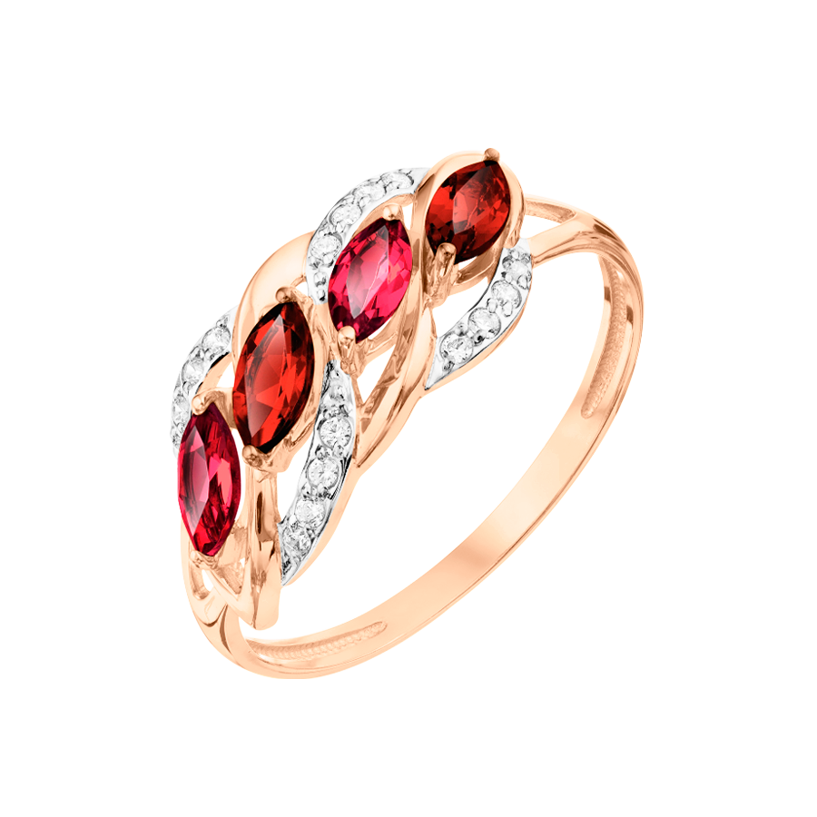 Damenring mit Granat, Rhodolith und Zirkonia Bild 1