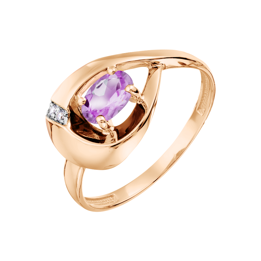 Damenring mit Amethyst und Zirkonia Bild 1
