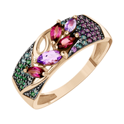 Damenring mit Amethysten, Rhodolithen und Zirkonia Bild 1