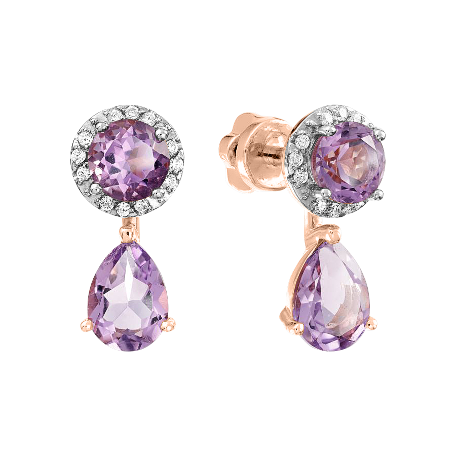 Ohrstecker mit Amethysten und Zirkonia Bild 1