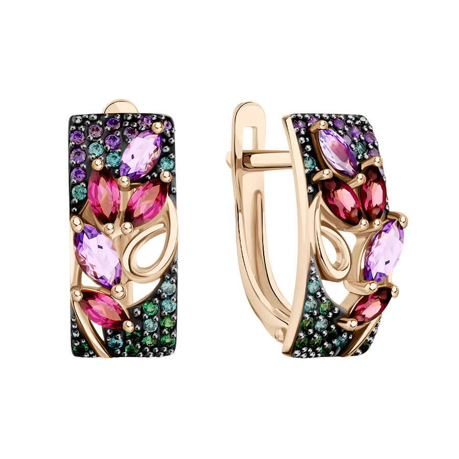 Ohrhänger mit Amethysten, Rhodolithen und Zirkonia Bild 1