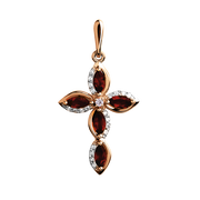 Anhänger – Kreuz mit Zirkonia und Granat Bild 1