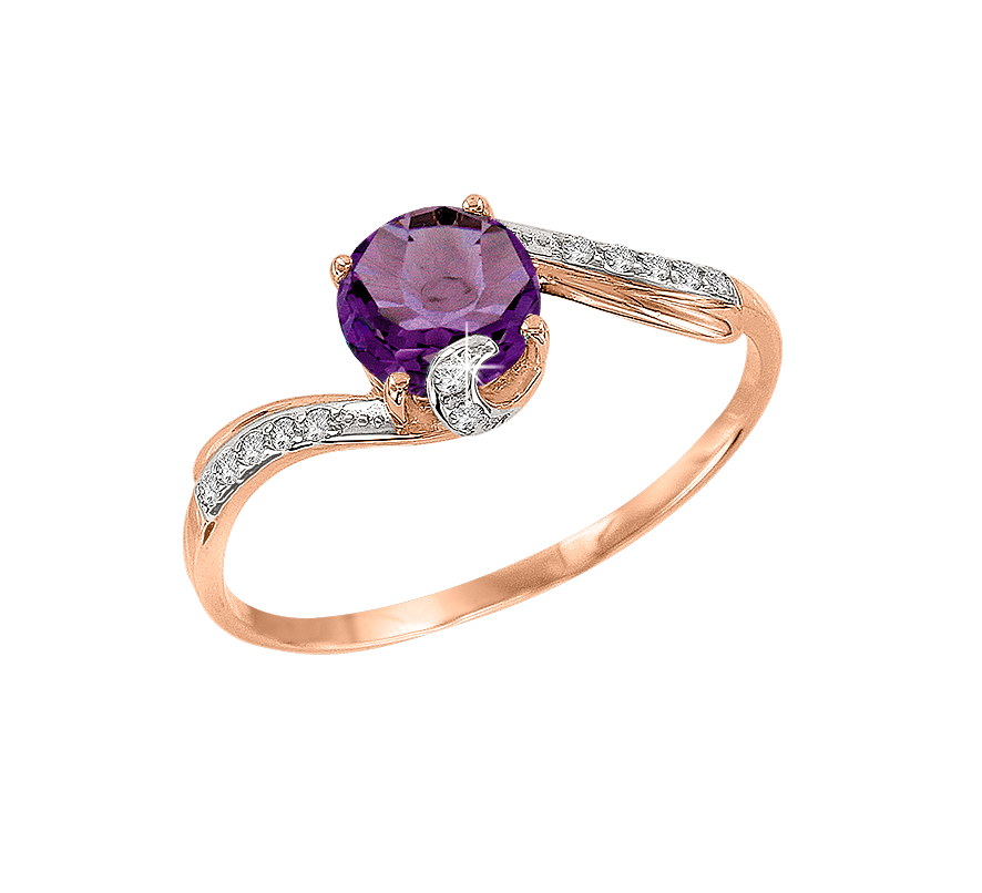 Damenring mit Amethyst und Zirkonia Bild 1