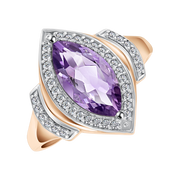 Damenring mit Amethyst und Zirkonia Bild 1