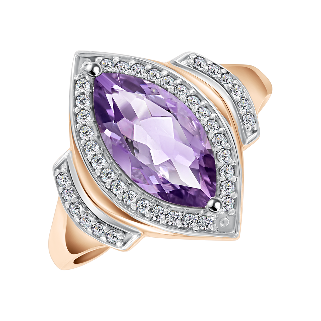 Damenring mit Amethyst und Zirkonia Bild 1