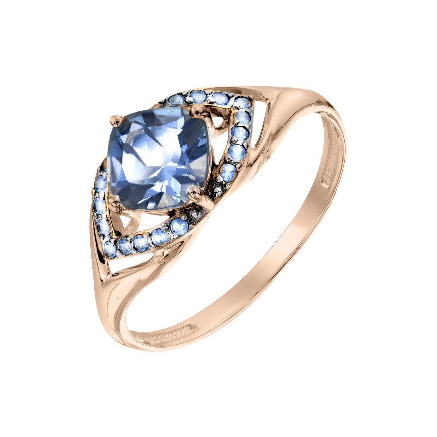 Damenring mit London blue Topas und Zirkonia Bild 1
