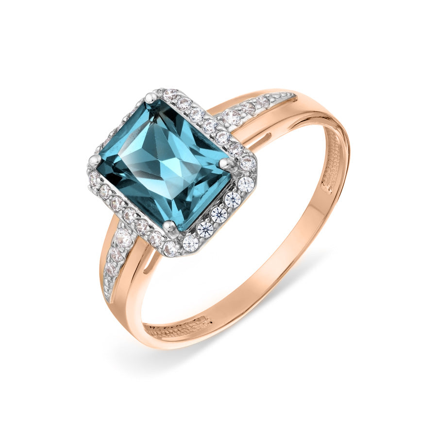 Damenring mit London Blue Topas und Zirkonia Bild 1