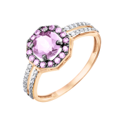 Damenring mit Amethysten und Zirkonia Bild 1
